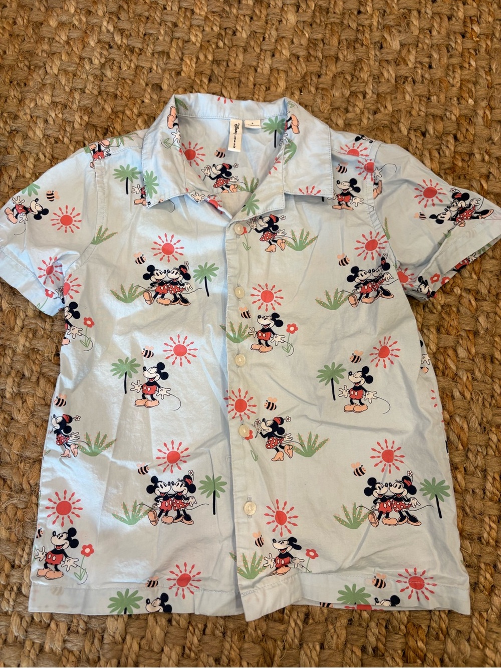 Janie and Jack Light Blue Mickey & Friends Short-Sleeve Button-Up
